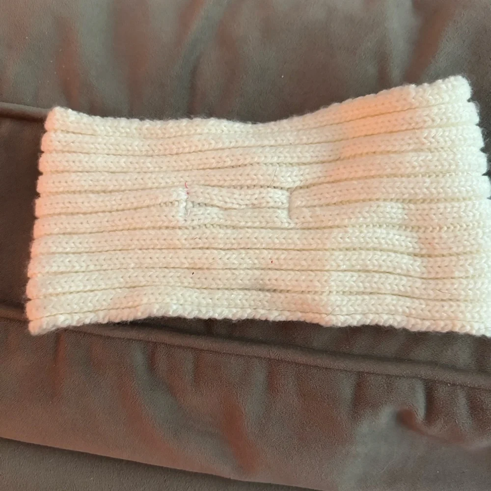 Betsey Johnson Cream Knit Headband with Crystal Detail